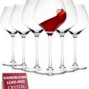 Gusto Nostro Crystal Wine Glasses Set of 6, 22 Oz Long Stem Modern Wine Glasses for White and Red Wine, Dishwasher Safe, Fancy, Elegant, Large and Tall Wine Glass for Wedding Christmas Anniversary