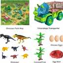 TEMI Dinosaur Truck Toy for Kids 3-5 Years, Triceratops Transport Car Carrier with 8 Dino Figures, Activity Play Mat, Dino Eggs and Trees, Capture Jurassic Dinosaurs Play Set for Boys and Girls