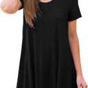 POPYOUNG Women's Summer Long Tunic Top To Wear With Leggings Short Sleeve Shirt Loose Fit Dressy, Size: X-Large