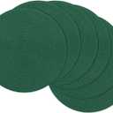 SHACOS Dark Green Round Placemats Set of 6 Cotton Polyester Braided 15 inch Washable Kitchen Dining Table Place Mats Christmas Table Mats for Home Wedding Party Decor