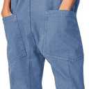 EXLURA Women Summer High Roller Denim Jumpsuits Casual Loose Beach Vacation Trendy Fashion Overalls Jeans Romper Pockets 2025 (Small, Denim Light Blue)