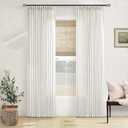 Pinch Pleated Linen Curtains 96 Inches Long for Living Room 2 Panel Set Cream Ivory Light Filtering Pinch Pleat Hooks Rings Back Tab Neutral Boho Farmhouse 96 Inch Curtain Drapes for Bedroom Window Natural, 40"W x 96"L (Pack of 2)