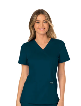 Cherokee Revolution Caribbean Blue Mock Wrap Top WW610 Size XXS