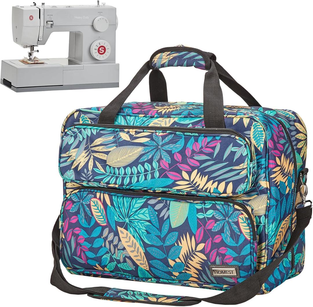 HOMEST Sewing Machine Carrying Case, Universal Tote Bag with Shoulder Strap Compatible with Most Standard Singer, Brother, Janome, Floral (Patent Design) (Style 1)