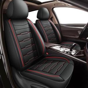 Carseats Seat Cover Custom Fit for 2010-2023 2024 Kia Forte Faux Leather Car Seat Protector Compatible Airbag Vehicle Seat Covers Cushion Covers Waterproof Front Rear Seat Full Set(2 Rows 5 Seats) (Red Line)