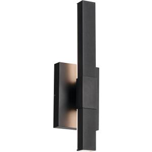Kichler Nocar LED Textured Black Modern Garage or Patio Outdoor Wall Light for Outdoor Walls, Exterior Doors, Garage, Porch or Patio Walls, 16"