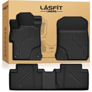 LASFIT Floor Mats for Honda Civic Sedan 2012 2013 2014 2015, All Weather TPE Custom Fit Floor Liner, 1st & 2nd Row, Black