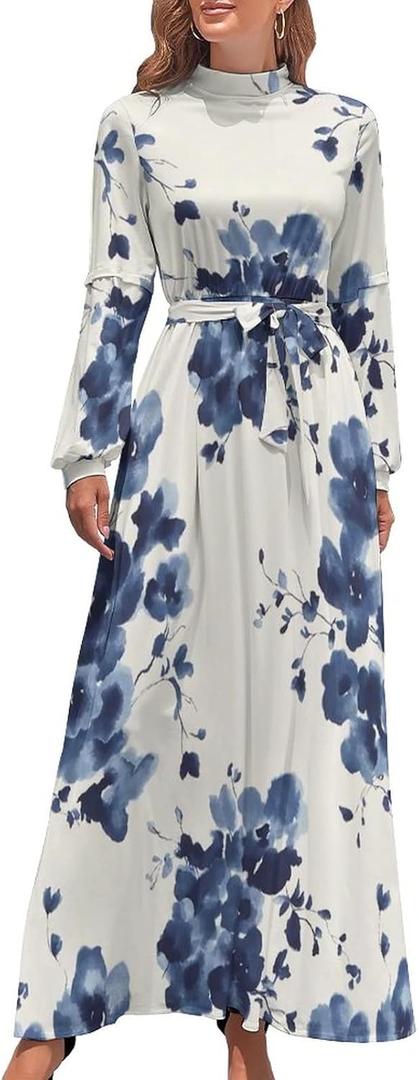 TAIZIYEAH Floral Print Long Dress for Women Summer Top (Large)