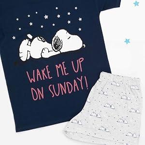 Snoopy Pyjamas Ladies Ladies Top Long or Short Bottoms Options Navy PJs Large