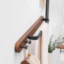 Rustic Burnt Wood Bathroom Towel Bar with Metal Rod, Wall Mounted Bath Towel Rack Bathroom Hook Row Hook 58cm 22.83