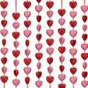 Pangda 6 Pcs Valentine's Heart Garland 39.6ft Glitter Foam Heart Garland 3D Sparkly Hanging Streamer for Valentines Decor Wedding Anniversary Bachelorette Party Bridal Engagement Romantic(Red,Pink)
