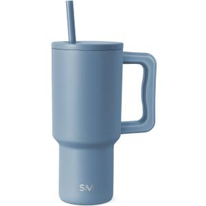 Simple Modern 30 oz Trek Tumbler with Handle and Straw Lid | Cup Holder Friendly Insulated Stainless Steel Travel Mug | Blue Dune