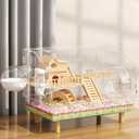 8 in 1 Acrylic Hamster Cage with All Accessories,2-Layer Hamster House with Full Transparent Viewing,Top Open Mouse Cage for Pet Mice,Hamster Habitat for Dwarf Hamster,Gerbils;18.5"x11.8"x14.6"