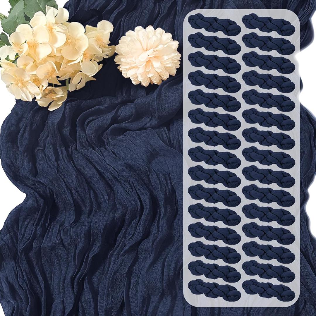 30 Pack Navy Blue Cheesecloth Table Runner 17 x 108 inch Cheese Cloth Table Runners 9ft Blue Table Runner Rustic Romantic Sheer Gauze Runner for Wedding Party Baby Shower Table Decoration