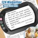 IVMAIE 12X Magnifying Glass with Light and Stand, Real Glass Lens, 5 Color Modes LED Dimmable Lighted, 3-in-1 Floor Lamp with Clamp, Hands Free Magnifier for Reading, Craft Painting Close Work, Black