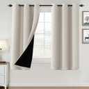 H.VERSAILTEX 100% Blackout Curtains for Bedroom Thermal Insulated Blackout Curtains Heat and Full Light Blocking Curtains for Living Room with Black Liner 2 Panels Set, 42 x 63 Inch, Fog