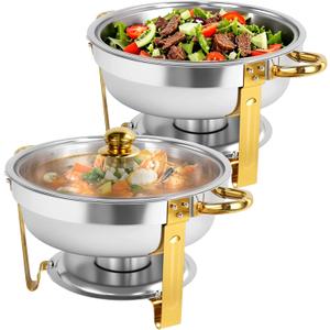 6QT Chafing Dishes for Buffet, 2 Pack Chafing Dish Buffet Set with Lid, Stainless Steel Buffet Servers and Warmers for Party Wedding Family Gathering