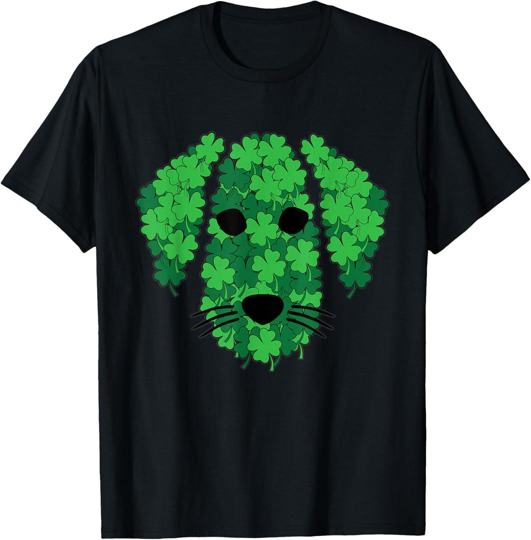 Shamrock Dog Face St Patricks Day Cute Puppy Doggie Clover T-Shirt, Large