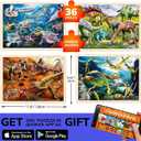 QUOKKA 4SET Puzzles for Kids Ages 4-6 - 36 Pcs Wooden Toddler Realistic Montessori Puzzles Ages 3-5 - Land, Sea, Desert, and Sky Dinosaurs Learning Games for Boys and Girls 4-8 Year Olds