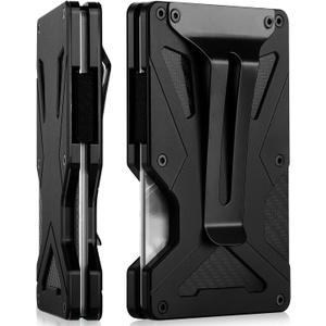 ONLOOKER Wallet for Men, Slim Tactical Wallet - Minimalist Aesthetics, Holds up to 15 Cards, RFID Safe, Blocks Chip Readers, Aluminum Wallet with Money Clip (Matt Black)