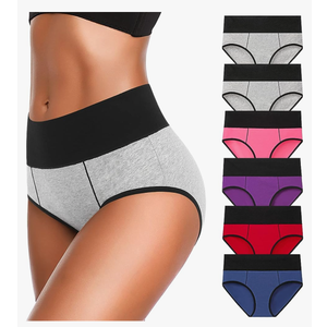 Eiggam Underwear for Women Cotton High Waist Panties Full Coverage Briefs Soft Strech Ladies Breathable Panties-Multi Pack Size S