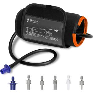 Pre-Formed Blood Pressure Replacement Cuff, Quick Wrap for Easy Use, 9"-17" Adjustable BP Cuff for Medium to Large Arms, 6 Universal Connectors Compatible with Omron & Other Monitors (Cuff Only)