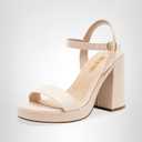 DREAM PAIRS Heels for Women Block Chunky Platform High Heels Open Toe GISELLE Fashion Wedding Party Evening Prom Dance Ankle Strap Dress Pump Sandals Shoes, Size 8.5, Nude