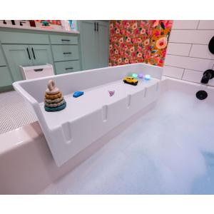 Tub Topper Bathtub Splash Guard & Bath Shelf for Kids Toddler Bath Tray, Bath Toys Storage & Ledge Organizer Splash Guard for Bathtub with Suction Cups Kids Bathroom Accessories (White), Full