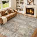 8x10 Washable Area Rugs for Living Room, Non Slip Soft Large Rugs for Bedroom Dining Room, Modern Abstract Low Pile Stain Resistant Carpet for Laundry Office Home Decor - Dark Brown