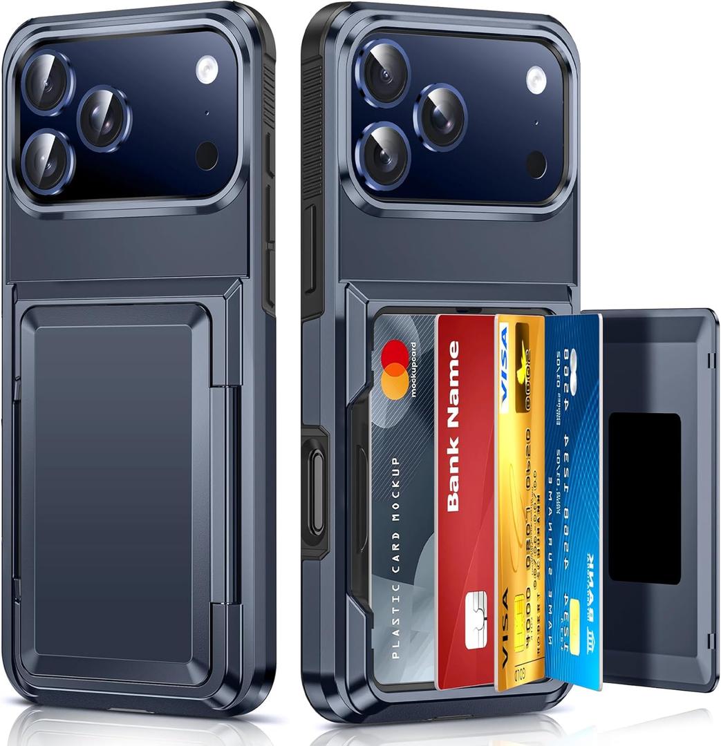 LeYi for iPhone-17-Pro-Max Case Wallet, Blue Card Holder for i Phone 17 ProMax Cases Military Grade Shockproof Anti-Yellowing Heavy Duty Women Men Funda para Cover for iPhone 17Pro Max