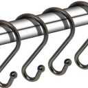 Metal Shower Curtain Hooks, Set of 12, Rust Proof Shower Curtain Hooks Rings, Durable S Shaped Hooks Hangers for Shower Curtains, Kitchen Utensils, Clothes, Towels (Bronze)