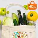 Phicorn Canvas Tote Bags, 15 x 16 in 100% Cotton Blank Reusable Grocery & Craft Tote Bag with Long Handles