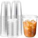 Baderke 50 Pcs Round Bottom Plastic Cups with Sip Lids Clear Disposable Iced Coffee Cups for Smoothie Cold Beverage Coffee Shops and Party Catering(16 oz,Clear) 