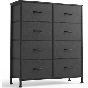 OLIXIS 8 Drawer Storage Dresser with Wood Top - Wide Fabric Chest Organizer for Bedroom, Closet, Living Room,Tower Cabinet, TV Stand, Hallway Entryway Furniture,Grey