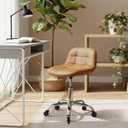 Rolling Stool Chair with Wheels, Height Adjustable stool with Back Support, Heavy Duty Rolling Vanity Chair with PU Leather Cushion for Salon Massage Kitchen Vanity Tattoo Esthetician Dentist(Camel)