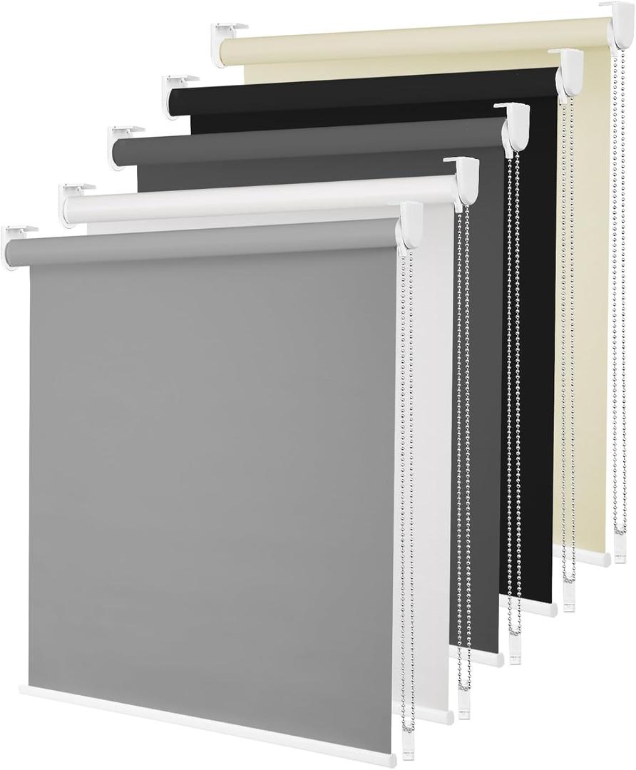 100% Blackout Roller Shades, Blinds for Windows with Thermal Insulated & UV Protection Waterproof Fabric,Window Blinds for Home Office Bedroom, Easy Installed (Grey-20 W x 72)