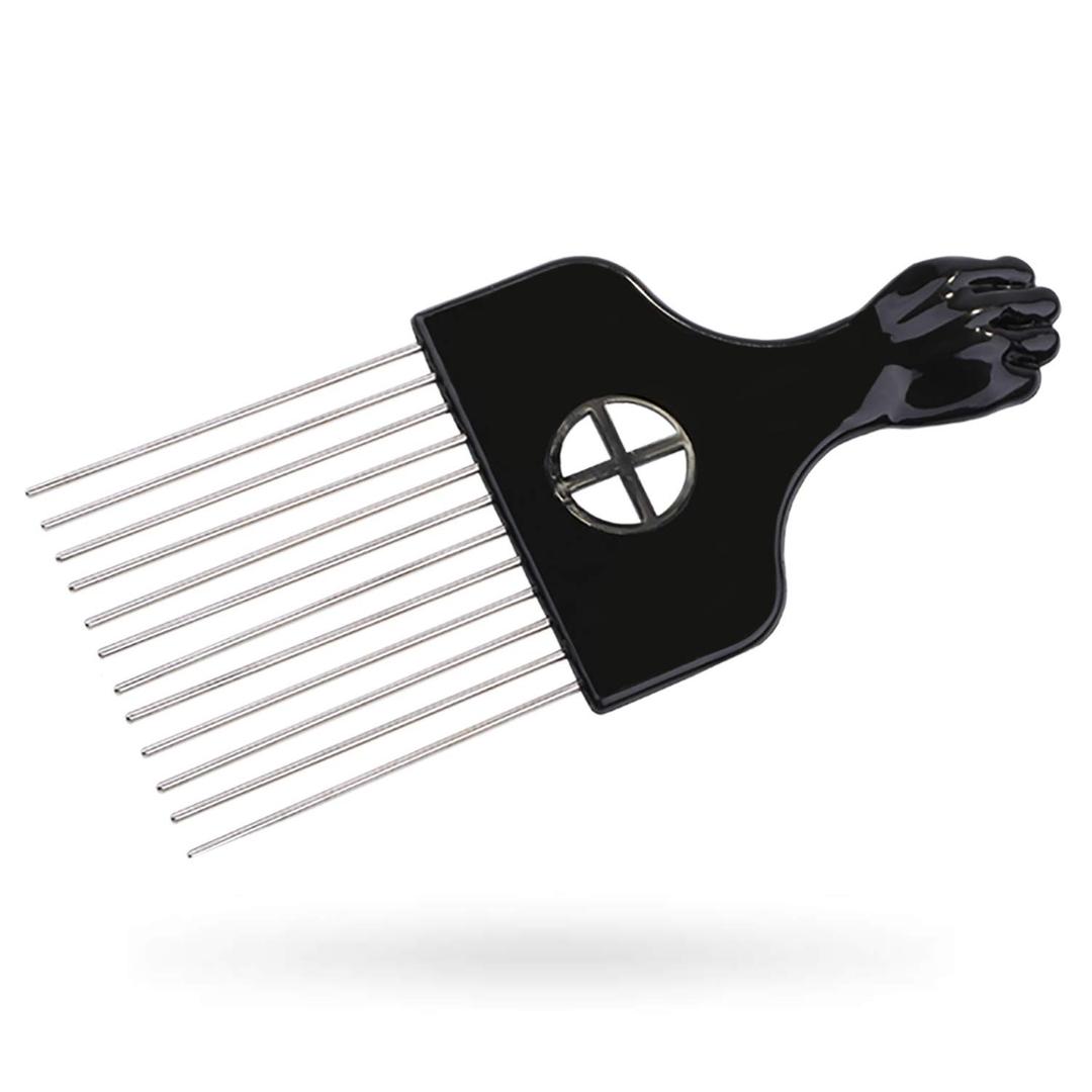 Hair Pick, Hair Comb, Metal Pick Comb, Detangle Wig Braid Hair Styling Comb, Black, 1 PACK