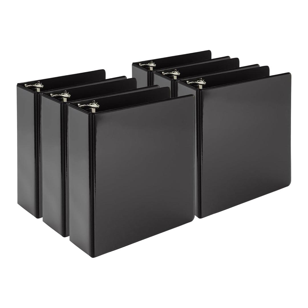 Samsill Economy 2 Inch Mini 3 Ring Binder, Round Ring Binder, Non-Stick Customizable Cover, 2" View, 6-Pack, Black