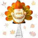 Queekay Fall Gnome Miniature Tree Topper Autumn Ornaments Maple Leaf Gnome Happy Thanksgiving Tree Topper 4 Inches Mini Harvest Day Table Decor for Party Favors
