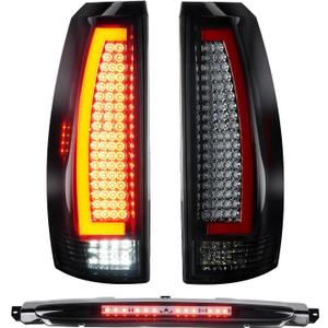 Tresound Tail Light + 3rd Brake Lamp for Chevy Avalanche 2007 2008 2009 2010 2011 2012, Third High Mount Stop Light Rear LED Taillight Assembly, 22739264, 25885679, 15120540, 1228-0126, 923-264