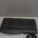 Wireless Keyboard and Mouse Combo, Wave Keys Full-Sized Ergonomic Keyboard with Cushioned Plam Rest, Phone Holder, Comfortable Natural Typing, 2.4G Cordless Set for Computer, Laptop, PC, Mac, Windows