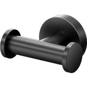 Gatco 4635AMX Glam Double Robe Hook, Matte Black / 3.10" W Wall Mount Double Robe, Towel Hook