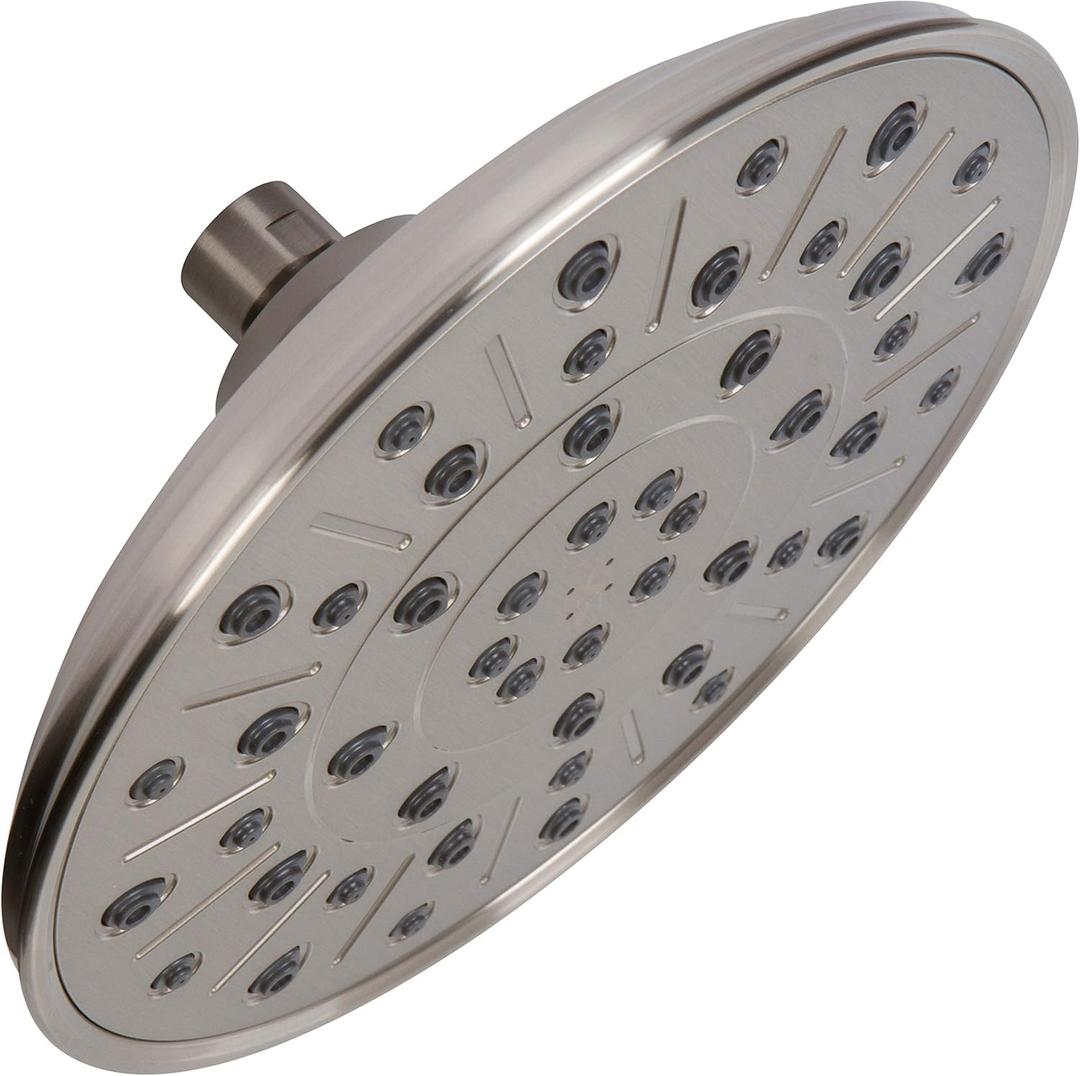 Rainfall Shower Head - 8 Inch Large Overhead Rain Showerhead With Pressure Boosting High Flow, 2.5 GPM - Brushed Nickel