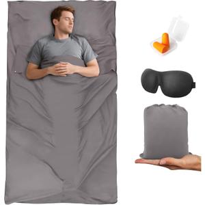 Sleeping Bag Liner,Travel Sheet & Adult Sleep Sack, Camping Sheets Travel Sleep Sack for Backpacking,Hotels & Hostels -Lightweight Single &Double Travel Sheet Camping Sheets