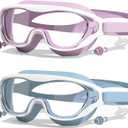 Kids Swim Goggles 2 Pack, Anti-Fog Anti-UV Wide View Swimming Goggles for Kids Boys & Girls Age 8-15 (Pink & Blue)