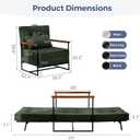 MAXYOYO Chair Bed, Adjustable Sleeper Chair, Single Sofa Bed with Frame | 2-in-1 Folding Lounge Chair, Adjustable Backrest and Tufted Corded Upholstery for Living Rooms or Bedrooms, Dark Green
