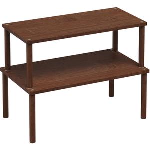 VERTORGAN Cabinet Organizer Shelf(Set of 2),Kitchen Counter Shelves,Bamboo Spice Rack Countertop and Cabinet,Stackable Expandable,Large(Brown) (15.8"W)