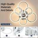 7-Ring Modern LED Flush Mount Ceiling Light - 31.8" Dimmable Close-to-Ceiling Fixture with Remote Control, 130W 3000K-6500K Adjustable Color Temperature for Bedroom, Living Room (Chrome)