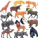 BOLZRA Safari Animals Figures Toys, Realistic Jumbo Wild Zoo Animal Figurines Plastic African Jungle Animals Playset for Kids Toddlers, 14 Piece Gift Set