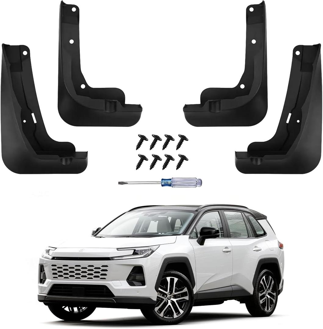 No Drill Mud Flaps for 2026-2027 Toyota RAV4,Heavy Duty Front & Rear All Weather Splash Guards Set for LE XLE Limited SE XSE Hybrid GR Sport Models,OEM-Style Textured Black Mud Guards,Not Fit Woodland